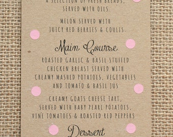 Pastel Polka Dot Menu Card