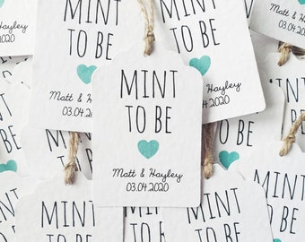 Mint to Be Personalised Tags - Wedding Favour Tags - Favors, Wedding Tags, Engagement, Party, Hen Party