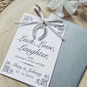 Horse Shoe Wedding Gift Card, Good Luck, Wedding Gift Card, Bride Gift - Luck, Love, Laughter, and Happily Ever After