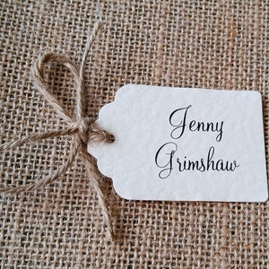 Simple, Rustic, Wedding Place Card Tag with Twine Bow Detailing, Pretty, Elegant image 2