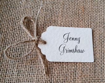 Rustic, Ivory Wedding Place Card Tag with Twine Bow