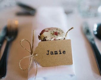 Simple Wedding Place Card Tag - Rustic Kraft, Wedding Tag, White, Ivory