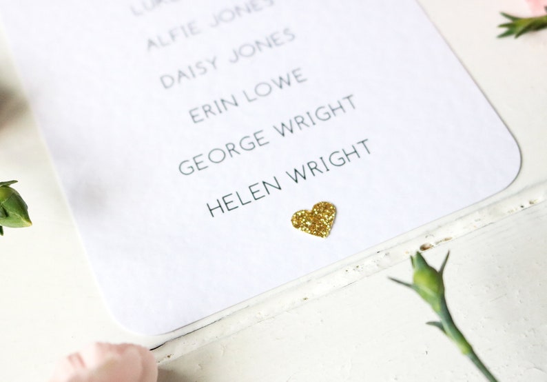 Rustic Rose and Gold Heart Wedding Table Plan Card image 3