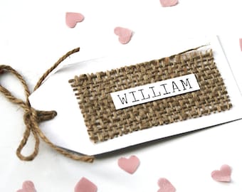 Rustic Hessian, Burlap Detail Place Card WIth Twine Detailing