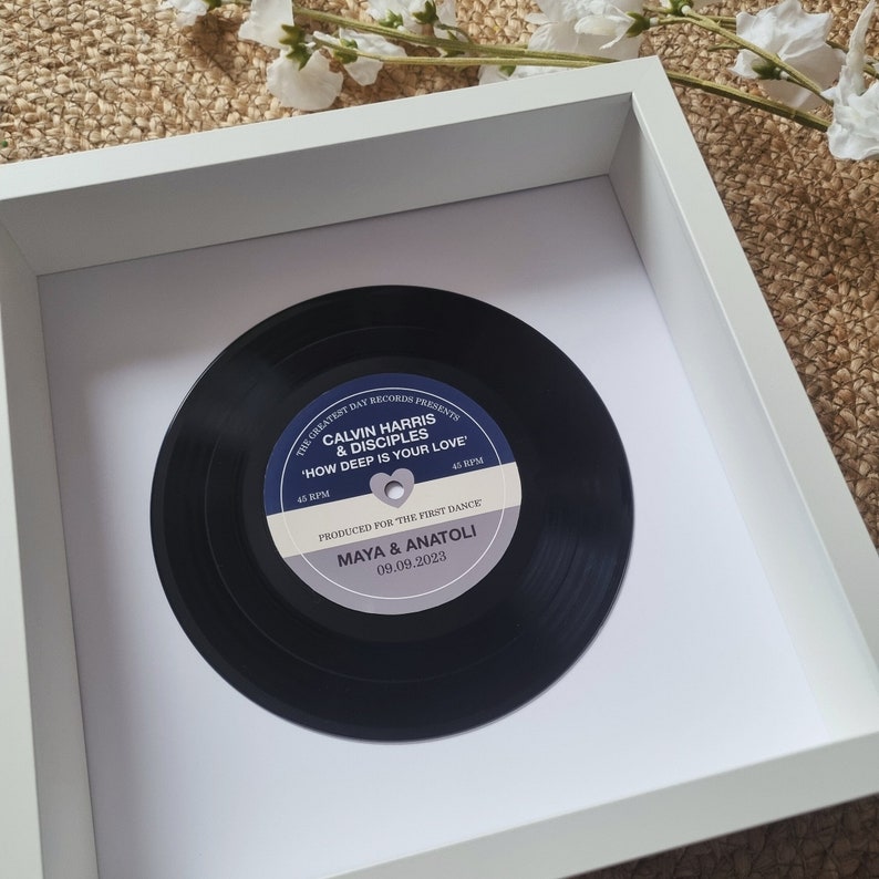 Personalised Vinyl Record Frame Wedding Gift, Anniversary Gift First Dance, Special Song, Wedding Song, Our Song image 2
