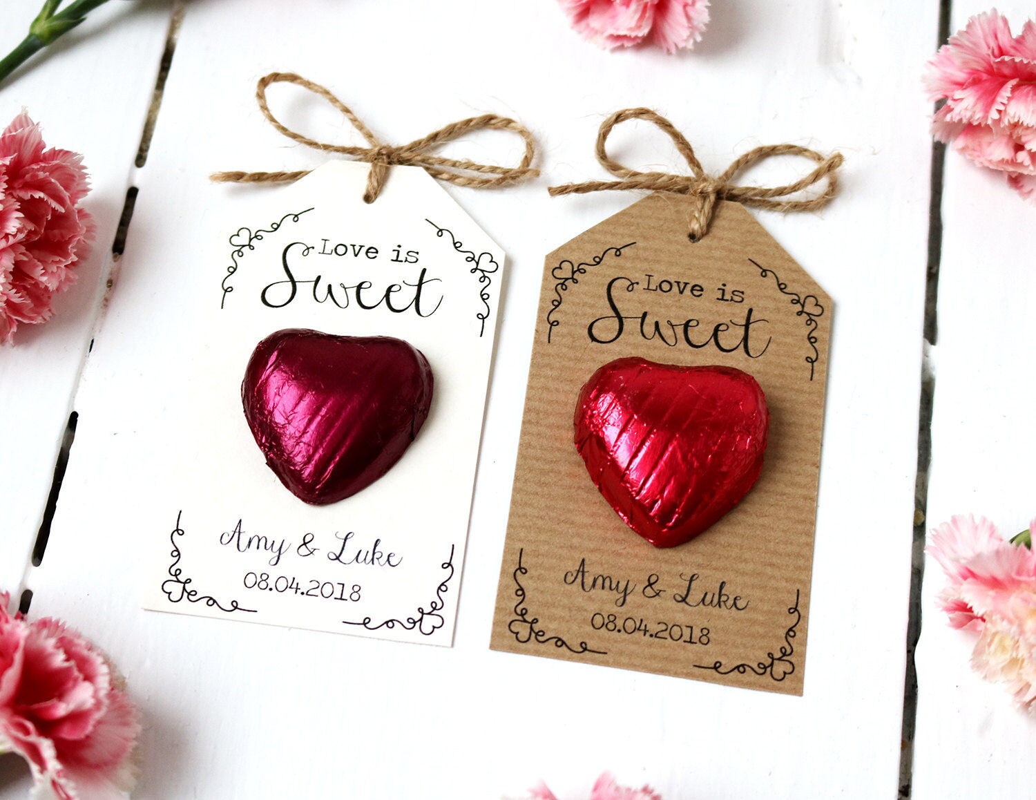 Love is Sweet Chocolate Heart Wedding Favour Etsy UK