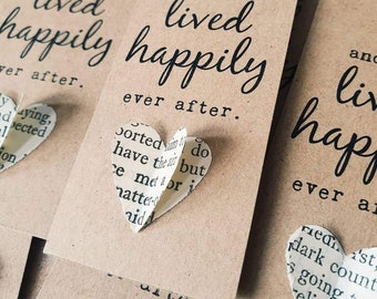 5 Happily Ever After - Story Book, Fairytale Hand Crafted Wedding Favour Tags With Heart Detailing