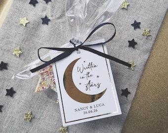 Written in the Stars - Chocolate, Stars Wedding Favours with Foiled Tag, Gold, Rose Gold, Silver, Celestial Theme, Astrology, Moon, Guests
