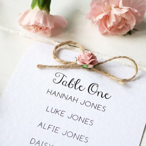 Rustic Rose and Gold Heart Wedding Table Plan Card image 2