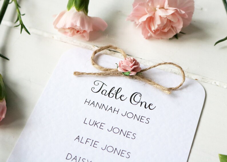 Rustic Rose and Gold Heart Wedding Table Plan Card image 2