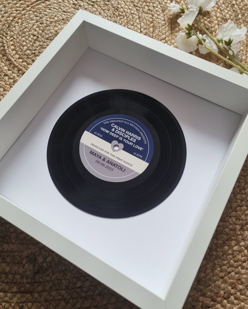 Personalised Vinyl Record Frame Wedding Gift, Anniversary Gift First Dance, Special Song, Wedding Song, Our Song image 3