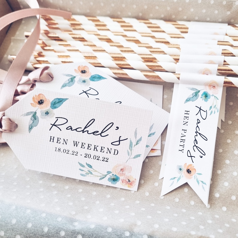 Rustic, Elegant, Pretty, Floral Hen Party Tags Hen Party, Hen Party Bags, Hen Party Favours, Hen Weekend image 6