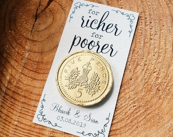 For Richer For Poorer Chocolate Coin Wedding Favour - Wedding Guests, Personalised Favours, Gift, Favor