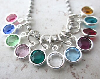 Swarovski Crystal Channel Sterling Silver Birthstone Charm