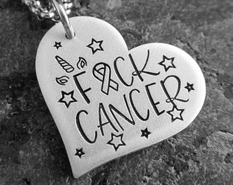 F*ck Cancer - Hand Stamped Necklace, Keychain, or Charm - Custom Cancer Jewelry - Stamping Cancer Out - Cancer Awareness