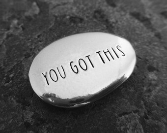 You Got This / Keep Going - Double-sided Pewter pocket pebble - Worry stone - Uplifting support gift - Disease support - Disease Awareness