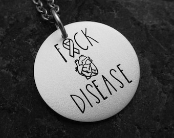 Fuck Heart Disease: Hand-stamped Necklace, Keychain, or Charm