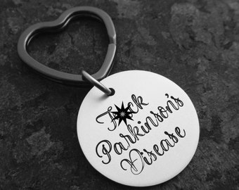 F*ck Parkinson’s Disease -or- Fuck Parkinson's Hand Stamped Keychain - Parkinson’s keychain - Parkinson’s Support - Parkinson's Awareness