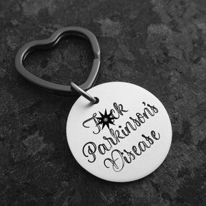 Fck Parkinsons Disease or Fuck Parkinson's Hand Stamped Keychain Parkinsons keychain Parkinsons Support Parkinson's Awareness image 1