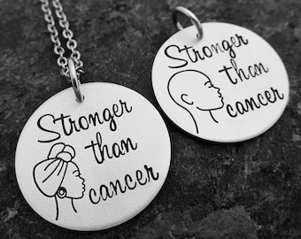 Stronger than cancer - Hand Stamped Necklace, Keychain, or Charm - Cancer Support Jewelry - Stamping Cancer Out - Cancer Awareness