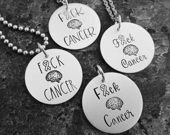 F*ck Brain Cancer - Fuck Brain Cancer Necklace, Keychain or Charm - Brain Cancer Support - Brain Cancer jewelry - Cancer Awareness