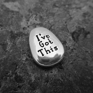 I've Got This/Fuck Cancer: Hand-stamped Double-sided Pewter Pocket Pebble