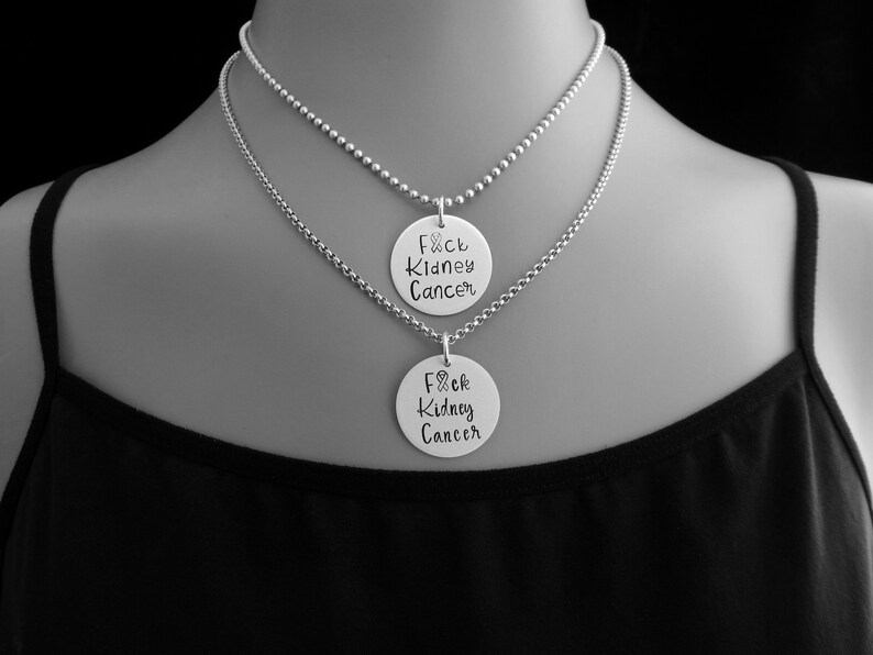 Kidney Cancer Support Jewelry or Charm Keychain Stamping Cancer Out Hand Stamped Kidney Cancer Necklace F*ck Kidney Cancer