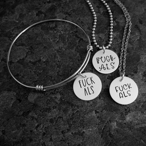 FCK ALS Hand Stamped Bracelet, Necklace, or Charm Amyotrophic Lateral Sclerosis Support ALS Awareness Lou Gehrigs Disease Support image 9