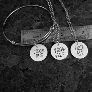 FCK ALS Hand Stamped Bracelet, Necklace, or Charm Amyotrophic Lateral Sclerosis Support ALS Awareness Lou Gehrigs Disease Support image 8
