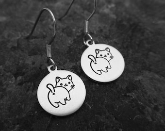 Cute Cat Butt Hand-stamped Earrings