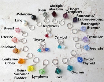 Cancer Awareness Sterling Silver Swarovski Crystal Charm