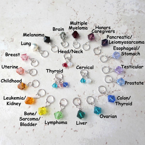 Cancer Awareness Sterling Silver Swarovski Crystal Charm