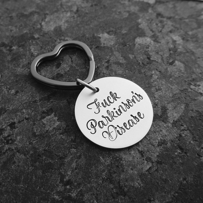 Fck Parkinsons Disease or Fuck Parkinson's Hand Stamped Keychain Parkinsons keychain Parkinsons Support Parkinson's Awareness image 8