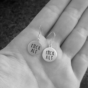 FCK ALS Hand Stamped Earrings Amyotrophic Lateral Sclerosis Support Jewelry ALS Awareness Lou Gehrigs Disease Awareness image 3