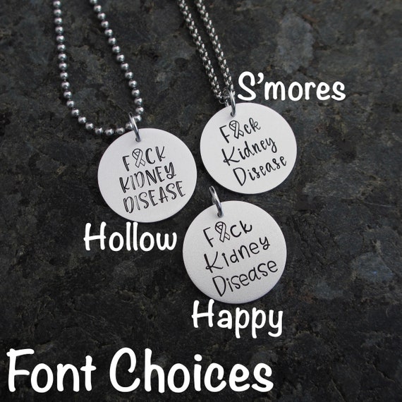 Kidney Cancer Support Jewelry or Charm Keychain Stamping Cancer Out Hand Stamped Kidney Cancer Necklace F*ck Kidney Cancer