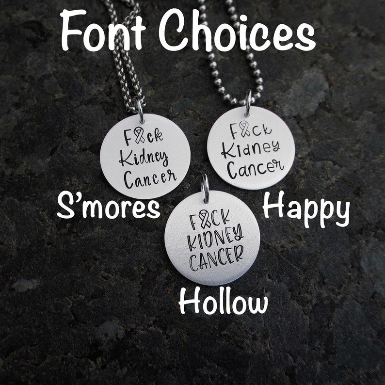 Kidney Cancer Support Jewelry or Charm Keychain Stamping Cancer Out Hand Stamped Kidney Cancer Necklace F*ck Kidney Cancer