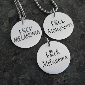 F*ck Melanoma - Hand Stamped Melanoma Necklace, Keychain, or Charm - Melanoma Jewelry - Melanoma support - Skin Cancer Awareness