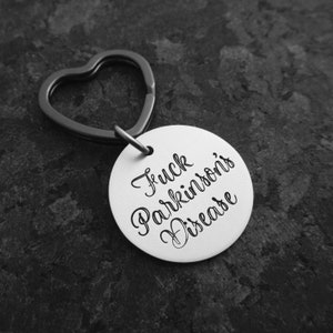 Fck Parkinsons Disease or Fuck Parkinson's Hand Stamped Keychain Parkinsons keychain Parkinsons Support Parkinson's Awareness image 2