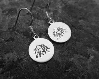 Tarantula Hand-stamped Earrings