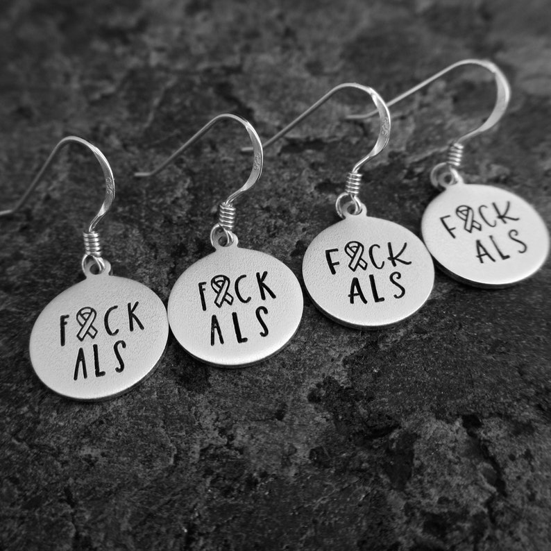 FCK ALS Hand Stamped Earrings Amyotrophic Lateral Sclerosis Support Jewelry ALS Awareness Lou Gehrigs Disease Awareness image 7