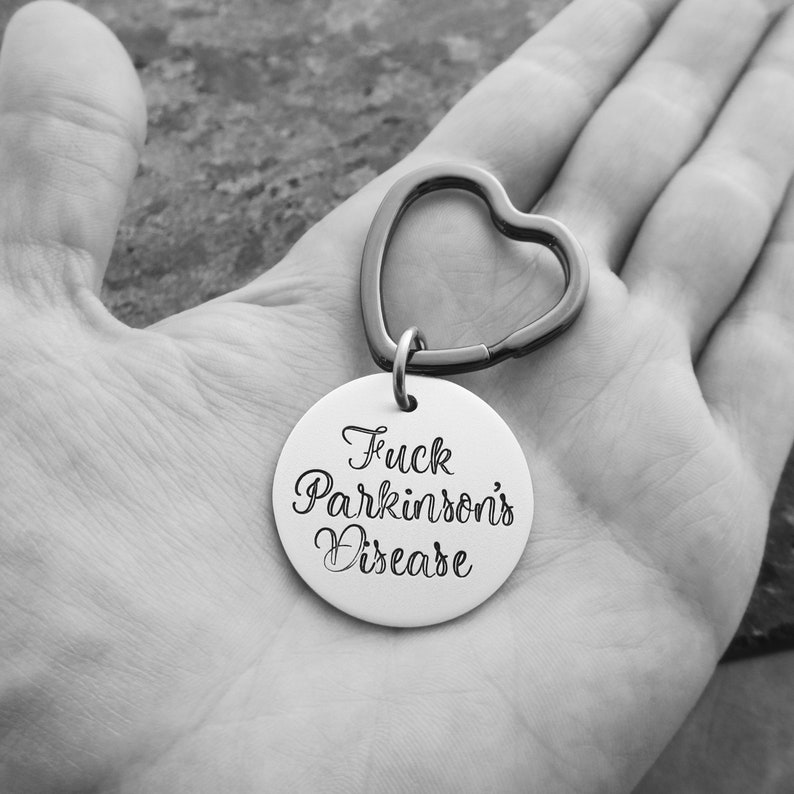 Fck Parkinsons Disease or Fuck Parkinson's Hand Stamped Keychain Parkinsons keychain Parkinsons Support Parkinson's Awareness image 5