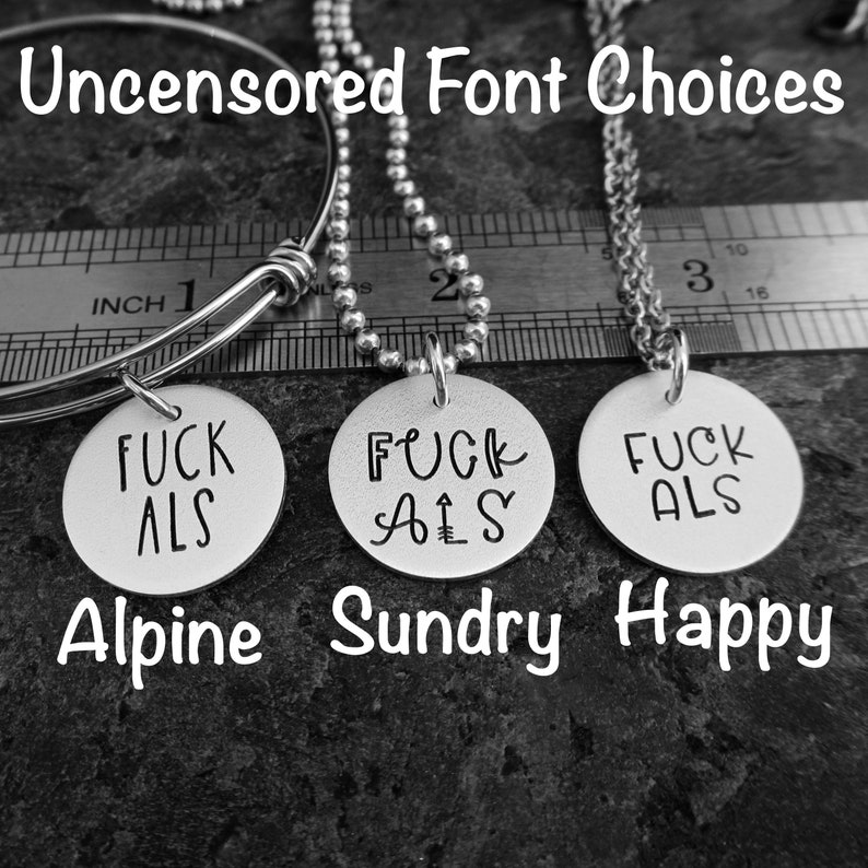 FCK ALS Hand Stamped Bracelet, Necklace, or Charm Amyotrophic Lateral Sclerosis Support ALS Awareness Lou Gehrigs Disease Support image 3