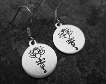 Lotus Flower Hand-stamped Earrings