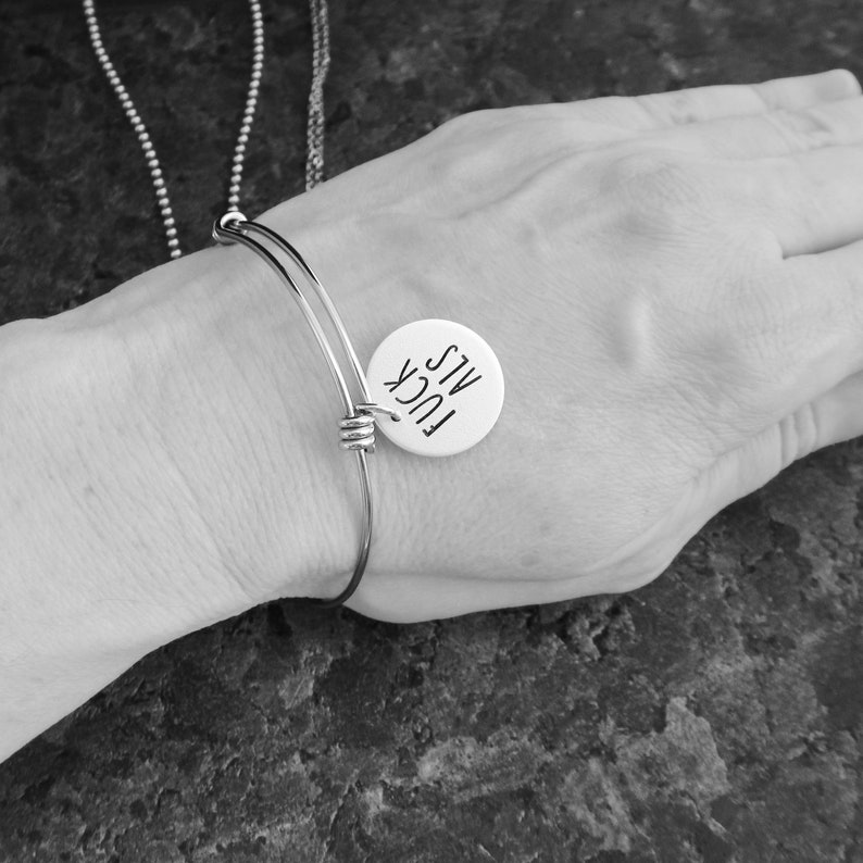 FCK ALS Hand Stamped Bracelet, Necklace, or Charm Amyotrophic Lateral Sclerosis Support ALS Awareness Lou Gehrigs Disease Support image 5