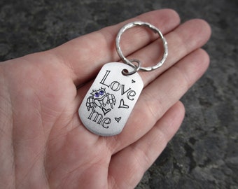 Jumping Spider Hand-stamped Keychain