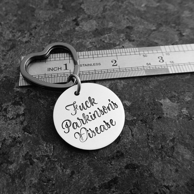 Fck Parkinsons Disease or Fuck Parkinson's Hand Stamped Keychain Parkinsons keychain Parkinsons Support Parkinson's Awareness image 6