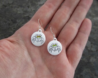 Jumping Spider Hand-stamped Earrings