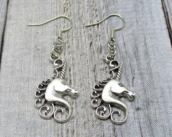 Unicorn Earrings Mythical Creature Mythology  Gifts Under 20 Unicorn Jewelry Magical Creature Earrings Unicorn Dangle Earrings