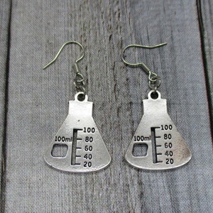 Chemistry Earrings Science Earrings Beaker Earrings Flask Earrings Chemistry Jewelry Science Jewelry Science Gifts Chemistry Gift image 1