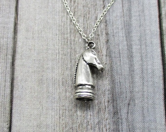 Knight Necklace Knight Chess Piece Necklace, Chess Player Gift, , Chess Necklace, Horse Necklace